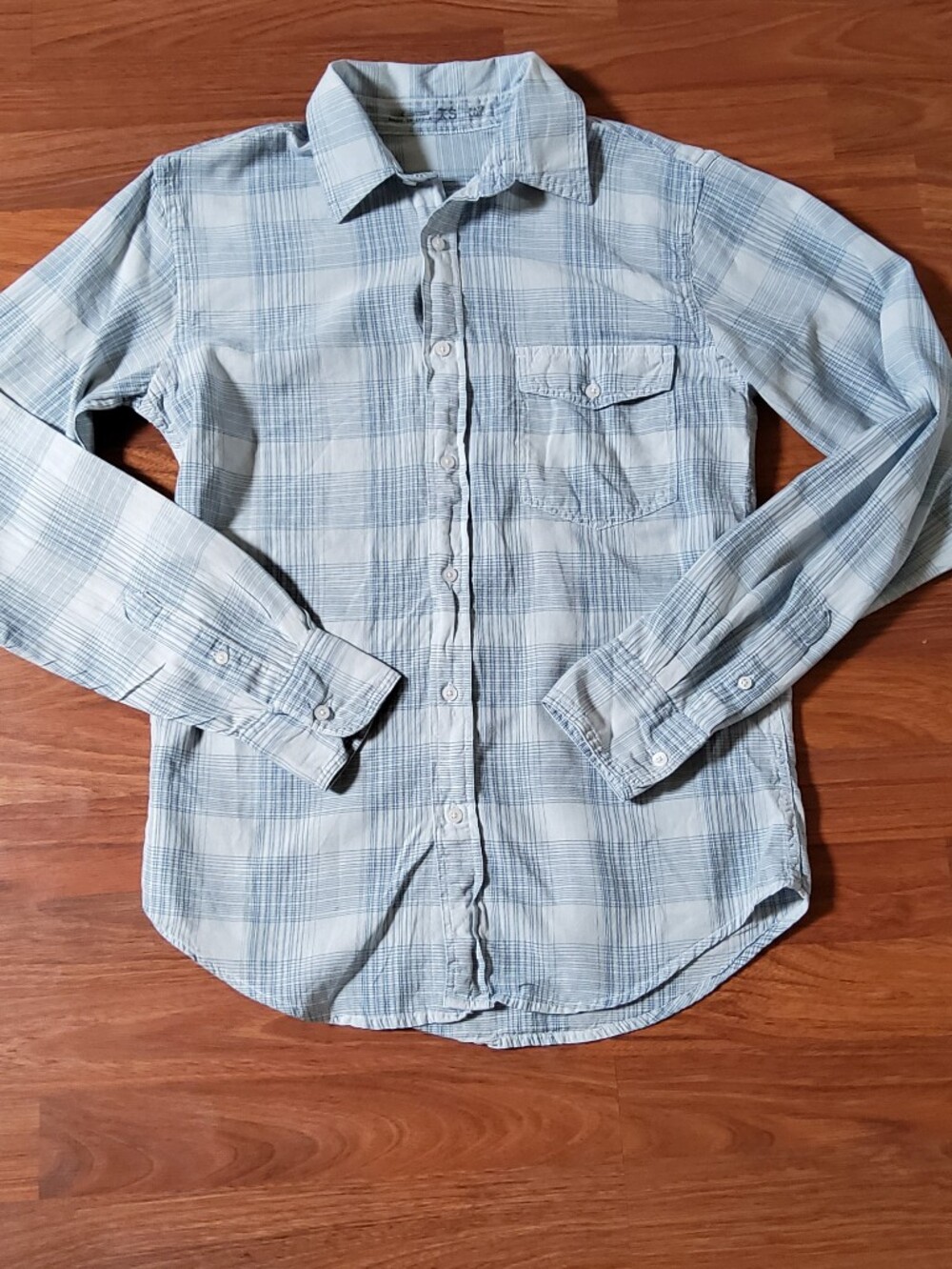 NWT Save Khaki United Plaid Button Down Shirt XS Blue